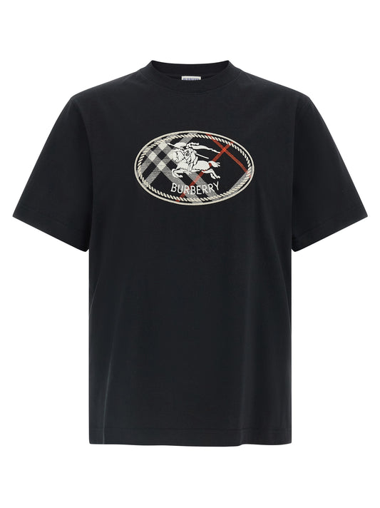 T-Shirt by Burberry for men in cotton black showcases a fashionable silhouette, elegantly detailed with a fashionable and crew neckline for a sophisticated, high-fashion look.