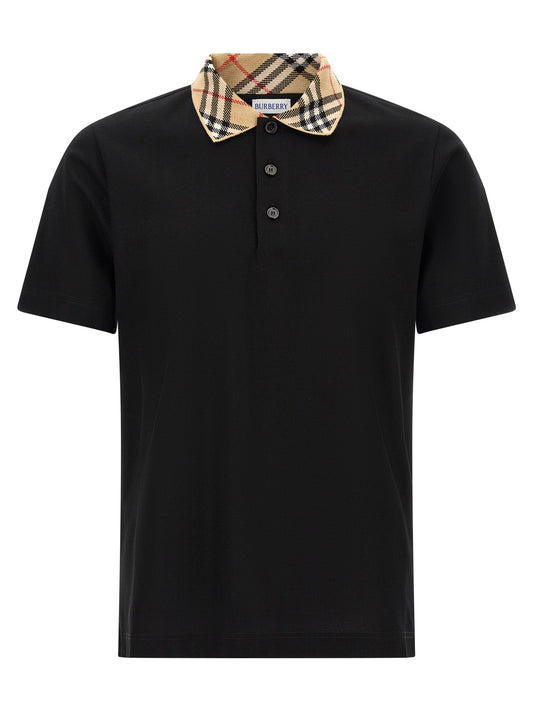Polo Shirt by Burberry for men in cotton black & patterned presents a sleek silhouette, featuring a refined and for a sleek finish.