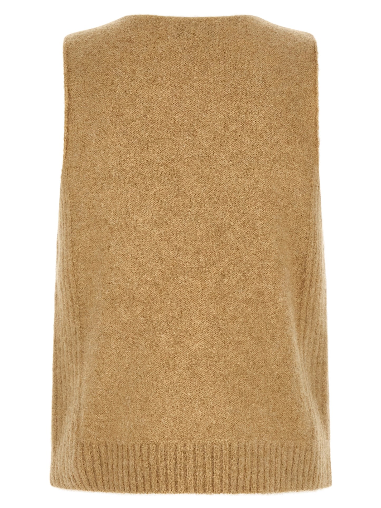 Dries Van Noten Beige Wool Sleeveles Sweater