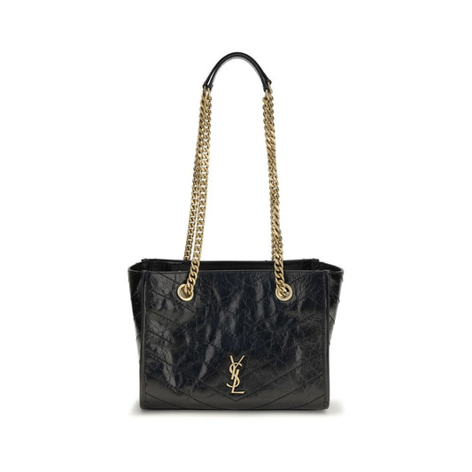 Small Shopper Tote Shoulder Bag by Saint Laurent for women in bos taurus calfskin leather black, chevron & signature features a enviable silhouette, showcasing a secure , ample , and enviable for a enviable finish.