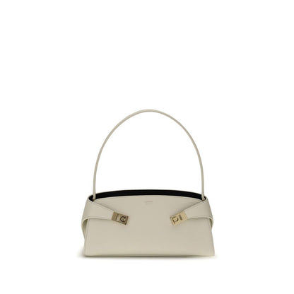 Ferragamo Hug Bos Taurus Calf Leather Compact Drawstring Shoulder Bag - Beige Gold
