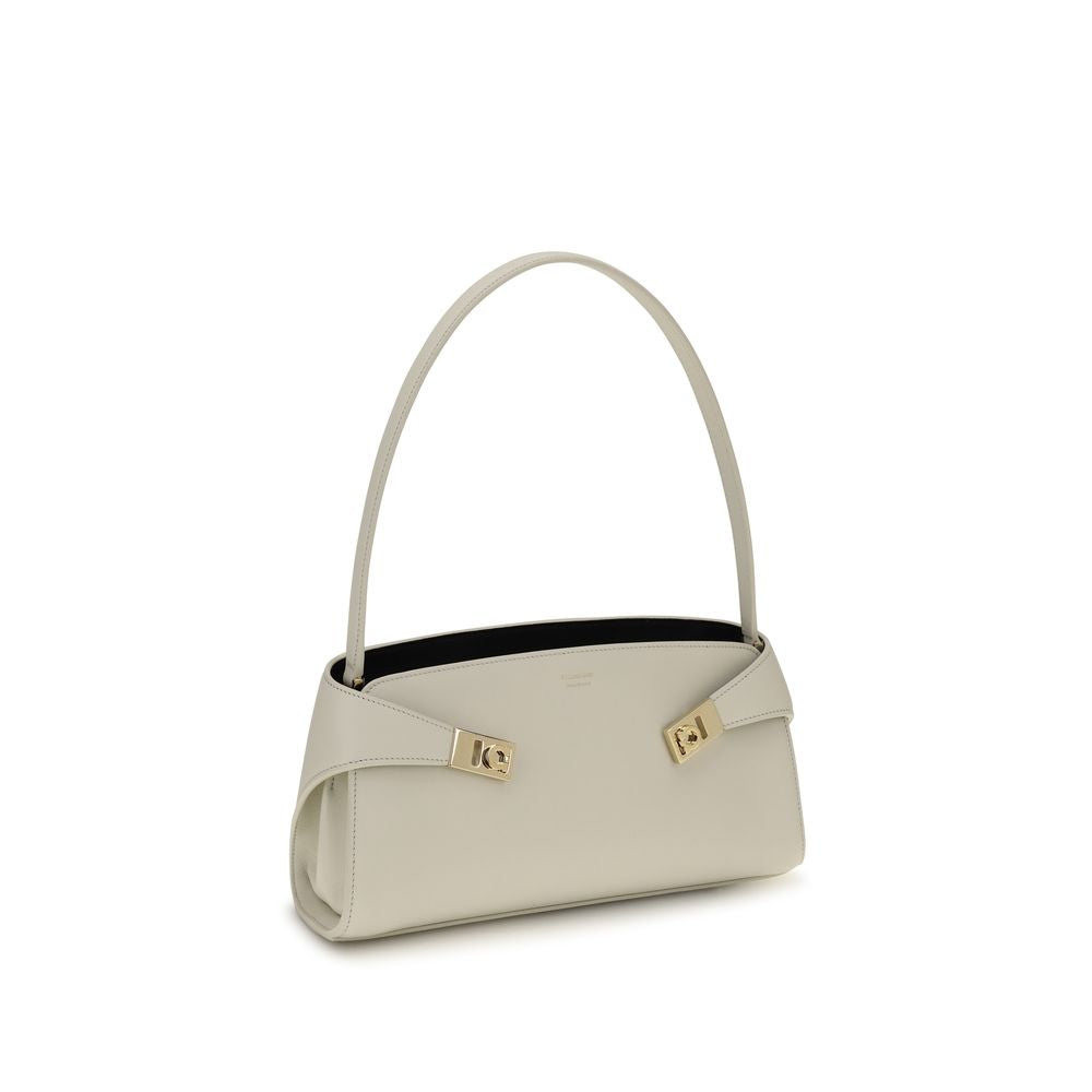Ferragamo Hug Bos Taurus Calf Leather Compact Drawstring Shoulder Bag - Beige Gold