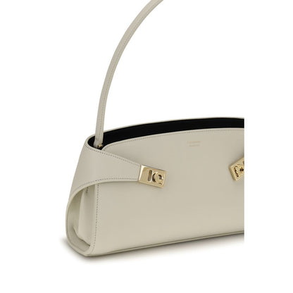 Ferragamo Hug Bos Taurus Calf Leather Compact Drawstring Shoulder Bag - Beige Gold
