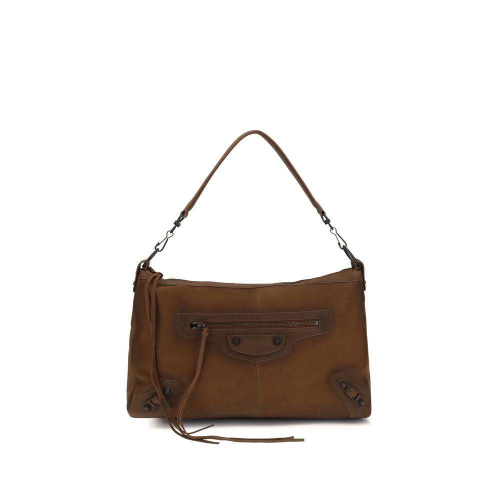 Balenciaga Le City Lambskin Leather & Cotton Canvas Medium 2-in-1 Shoulder Crossbody Bag - Brown