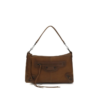 Balenciaga Le City Lambskin Leather & Cotton Canvas Medium 2-in-1 Shoulder Crossbody Bag - Brown