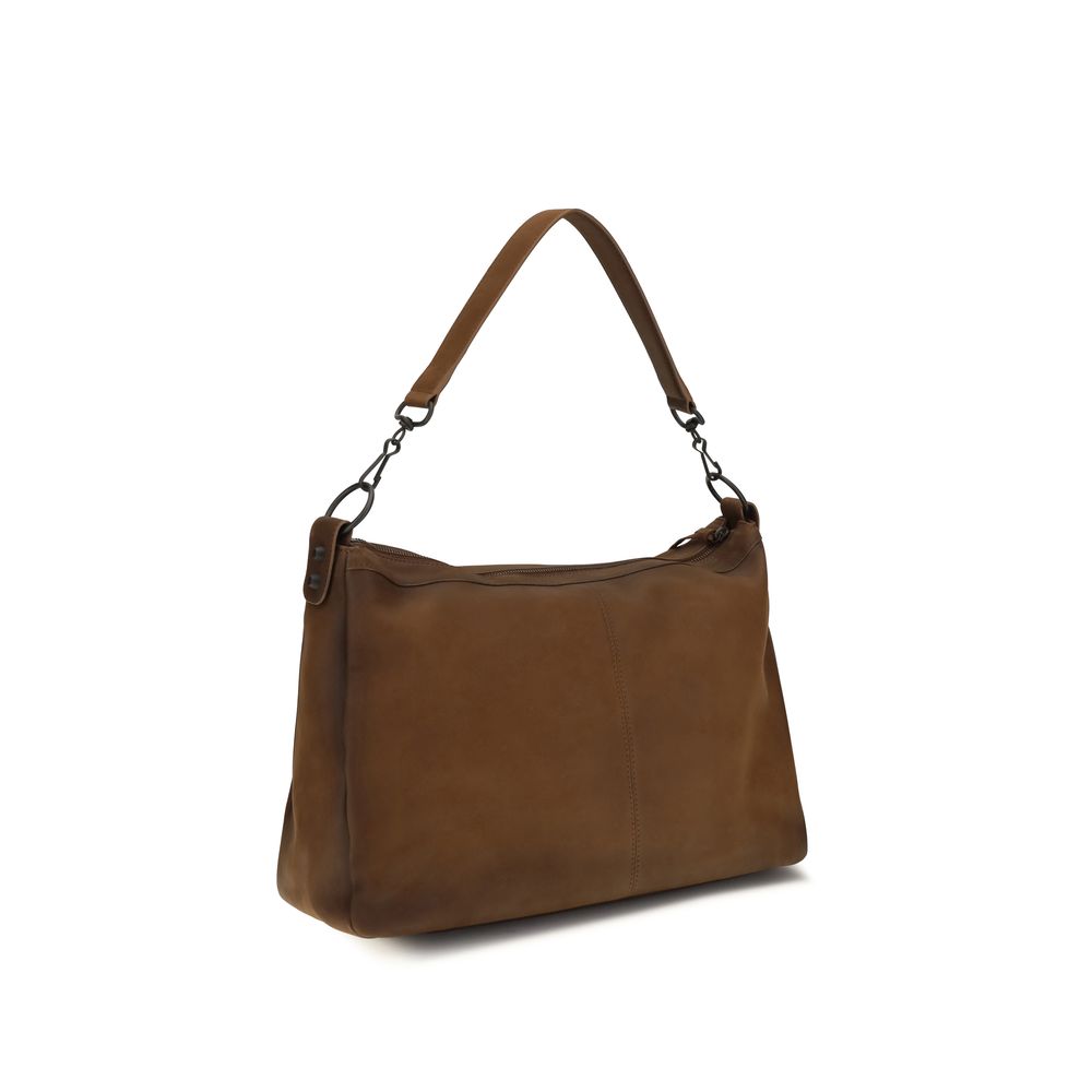 Balenciaga Le City Lambskin Leather & Cotton Canvas Medium 2-in-1 Shoulder Crossbody Bag - Brown