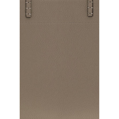 Fendi Selleria Bos Taurus Calfskin Leather Medium Shoulder Bag - Beige Brown Gold Natural Jacquard