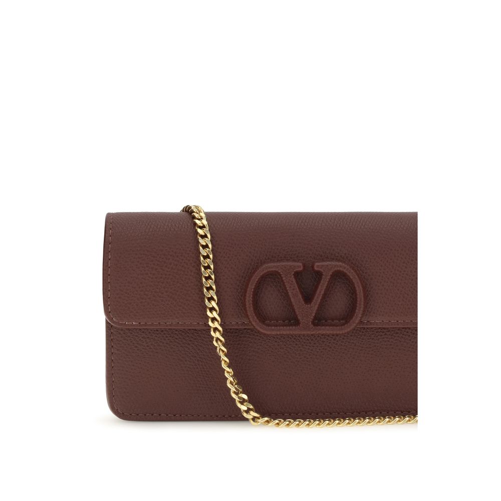 Valentino Garavani V Logo Bos Taurus Calfskin Nappa Leather Cardholder Wallet - Brown Signature