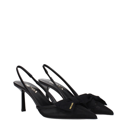 High-Heel Sandals Pumps Heels by Prada for women in cotton corduroy black features an effortlessly chic silhouette from the Women's High-Heel Sandals Pumps Heels collection, showcasing a high-heel and effortlessly chic for a effortlessly chic look.