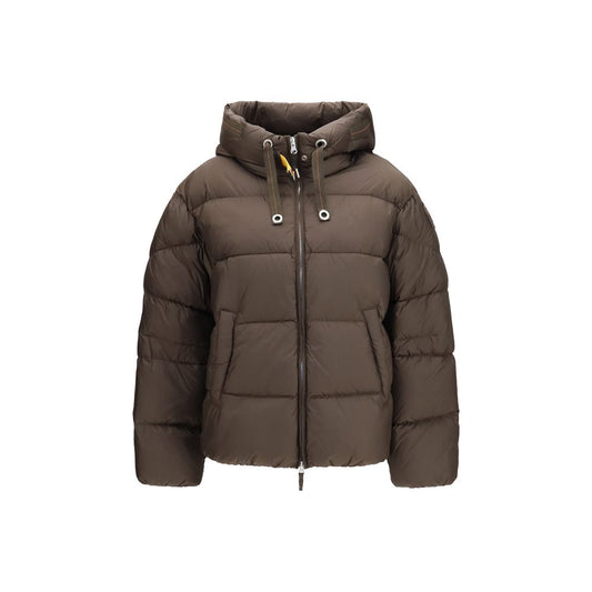 Parajumpers Women's Quilted Goose Down Duck Padded Polyamide & Hooded Overcoat - Brown