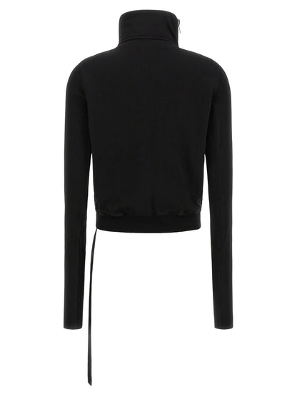 Activewear Sweatshirt by DRKSHDW for women in cotton black presents a ergonomic silhouette, showcasing a sophisticated high-neck neckline and detailed with premium for a ergonomic finish.