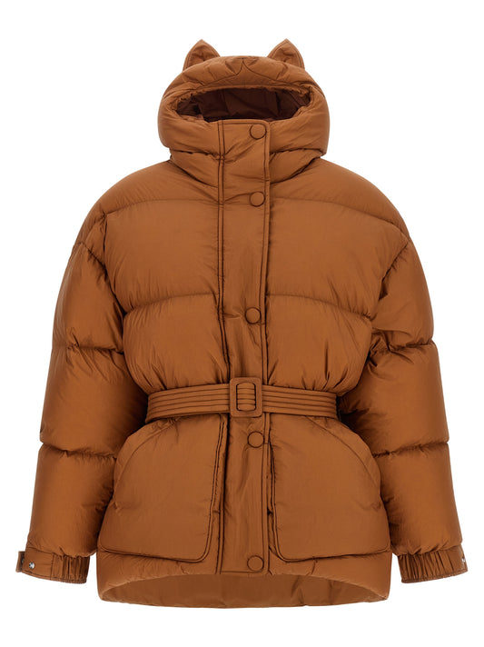 Hooded Puffer Jacket by IENKI IENKI for women in nylon fabric brown presents a effortlessly chic silhouette, showcasing a sophisticated hooded neckline and premium windproof, pockets, hooded & insulated for a truly effortlessly chic finish.
