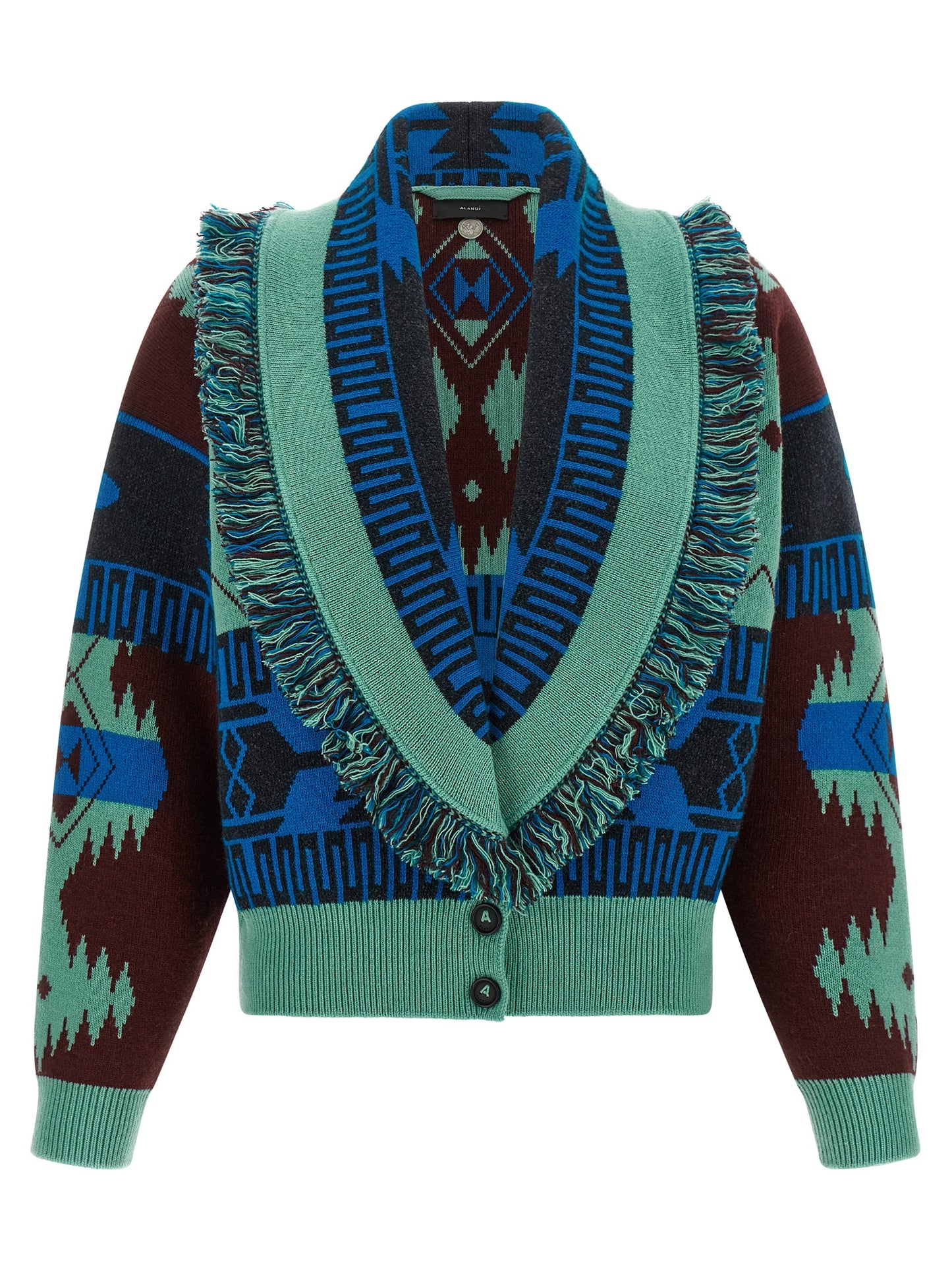 Alanui Blue Virgin Wool Cardigan
