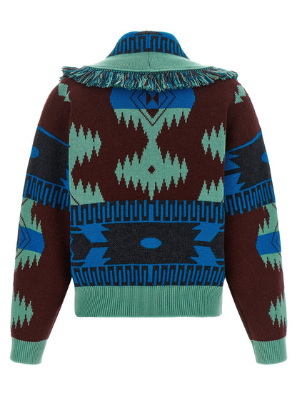 Alanui Blue Virgin Wool Cardigan