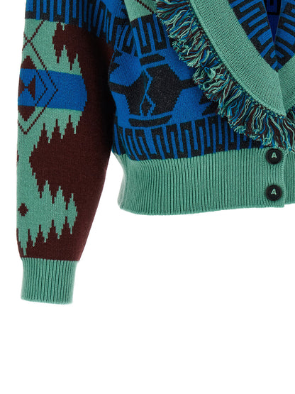 Alanui Blue Virgin Wool Cardigan