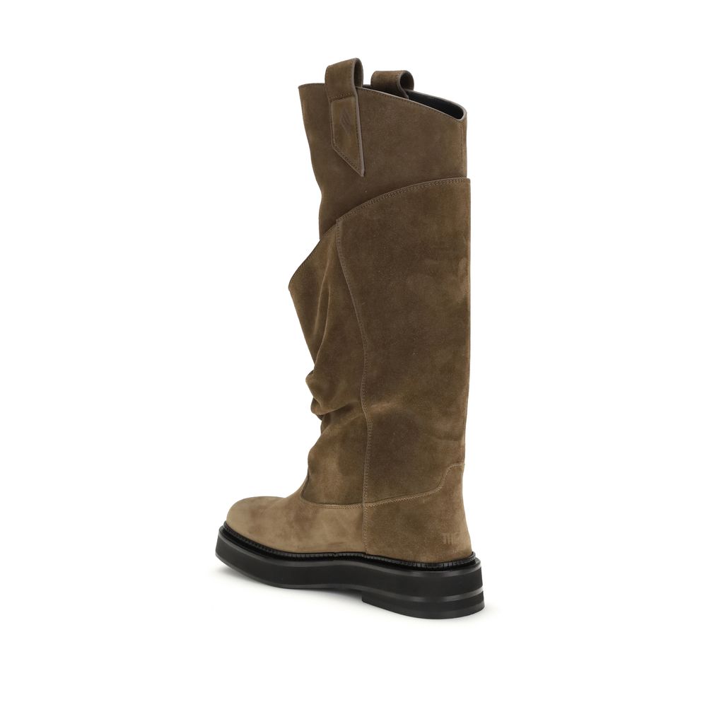Lace-Up Boots by The Attico for women in bos taurus calf suede leather brown features an dynamic silhouette, showcasing the dynamic La Passeggiata Women's Bos Taurus Calf Suede Leather Lace-Up Boots design with its distinctive and elegant square toe style.