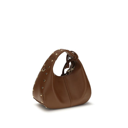 Mini Shoulder Hobo Bag by Ganni for women in polyester polyurethane leather brown showcases a enviable silhouette, artfully detailed with a secure zipper, organized single-compartment & cardholder, and versatile shoulder-strap & handle for a enviable look.