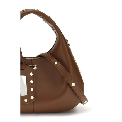 Mini Shoulder Hobo Bag by Ganni for women in polyester polyurethane leather brown features an effortlessly chic silhouette with a secure zipper, ample single-compartment & cardholder, and versatile shoulder-strap & handle for effortlessly chic everyday luxury.
