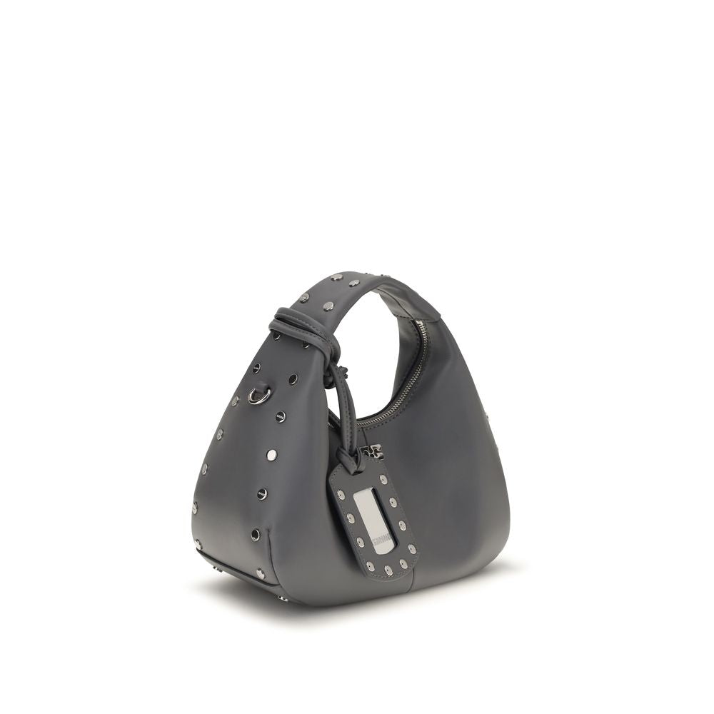 Mini Shoulder Hobo Bag by Ganni for women in polyester polyurethane leather gray features a effortless chic silhouette with a secure zipper, ample single-compartment & cardholder, and versatile shoulder-strap & handle for a effortless chic finish.