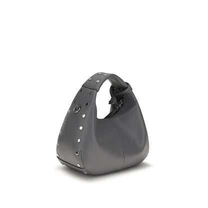 Mini Shoulder Hobo Bag by Ganni for women in polyester polyurethane leather gray presents a versatile silhouette, showcasing a secure zipper and versatile single-compartment & cardholder with versatile shoulder-strap & handle for a sophisticated look.