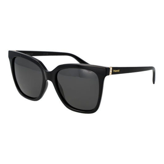 This Sunglasses by Polaroid for women in polycarbonate black presents a sumptuous silhouette, showcasing a sumptuous full-rim square frame design in black coloured frame and high-performance polarized category-3-dark-tint lens.