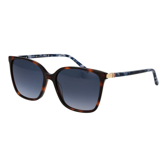Sunglasses by Tommy Hilfiger for women in acetate brown showcases a ethereal silhouette, featuring brown coloured frame butterfly full-rim frame design with gradient category-3-dark-tint lens for a ethereal finish.