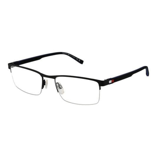 Eyeglasses Frames by Tommy Hilfiger for men in metal and black showcases a refined silhouette, detailed with a black coloured frame finish and a sophisticated half-frame frame design.