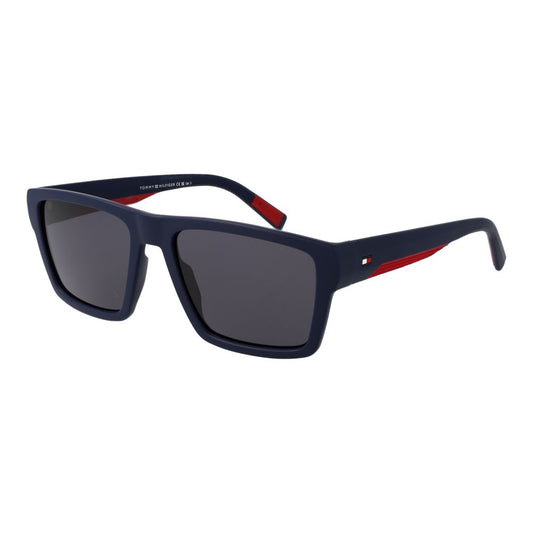 This Sunglasses by Tommy Hilfiger for men in polyamide blue presents a sumptuous silhouette, showcasing a sumptuous full-rim square frame design in blue coloured frame and high-performance non-polarized category-3-dark-tint lens.