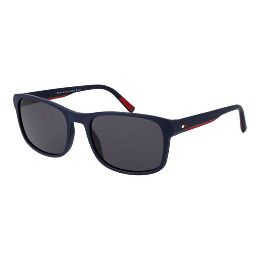 Sunglasses by Tommy Hilfiger for men in polyamide and blue presents a enviable silhouette, featuring blue coloured frame and rectangle full-rim frame design with non-polarized category-3-dark-tint lens for a enviable look.