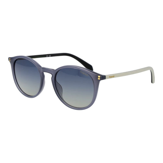 Sunglasses by Polaroid for men in polycarbonate and gray presents a enviable silhouette, featuring gray coloured frame and full-rim panto frame design with polarized category-2-medium-tint lens for a enviable look.
