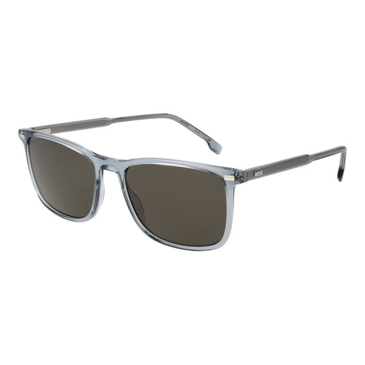 Sunglasses by Hugo Boss for men in acetate and blue featuring an stylish rectangle full-rim frame design with a sophisticated blue coloured frame finish and high-performance non-polarized category-3-dark-tint lens.