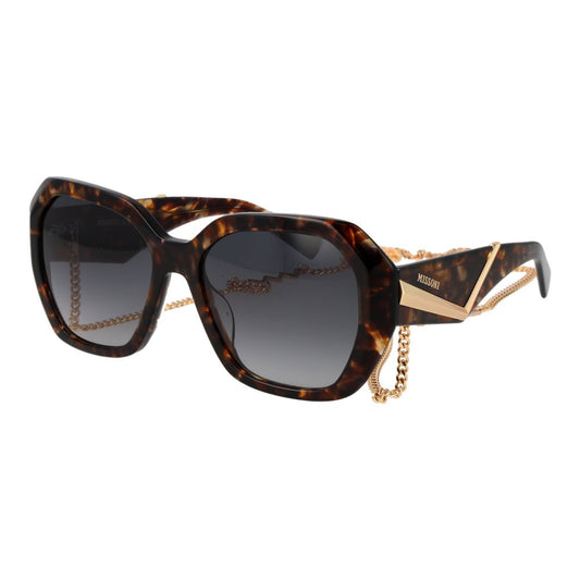Sunglasses by Missoni for women in acetate and brown featuring an stylish full-rim square frame design with a sophisticated brown coloured frame finish and high-performance gradient category-3-dark-tint lens.