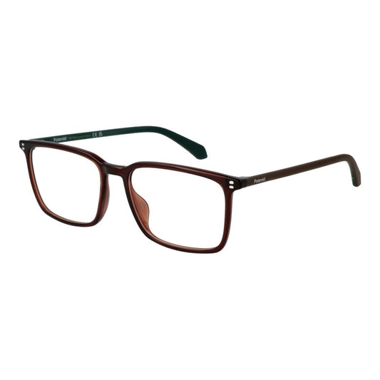 Eyeglasses Frames by Polaroid for men in polyamide brown features an refined silhouette, showcasing a sophisticated brown coloured frame and refined full-frame frame design for a refined look.