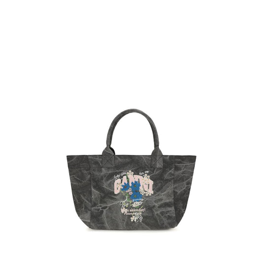 Medium Shoulder Bag by Ganni for women in cotton gray, floral & print features a effortless chic silhouette with a secure , ample , and versatile shoulder-strap & handle for a effortless chic finish.
