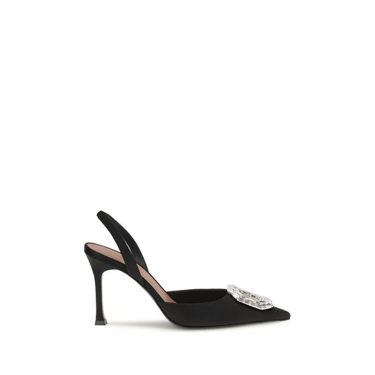 High-Heel Stiletto Slingback Pumps Heels by Amina Muaddi for women in calfskin crystal satin & silk black features an effortlessly chic silhouette from the Camelia Women's Calfskin Crystal Satin & Silk High-Heel Stiletto Slingback Pumps Heels collection, showcasing a stiletto high-heel and effortlessly chic pointed toe style for a effortlessly chic look.