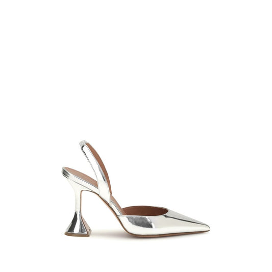 High-Heel Slingback Pumps Heels by Amina Muaddi for women in bos taurus calf leather silver & signature features a effortlessly chic Women's Bos Taurus Calf Leather High-Heel Slingback Pumps Heels design with a sophisticated high-heel and elegant pointed toe style.