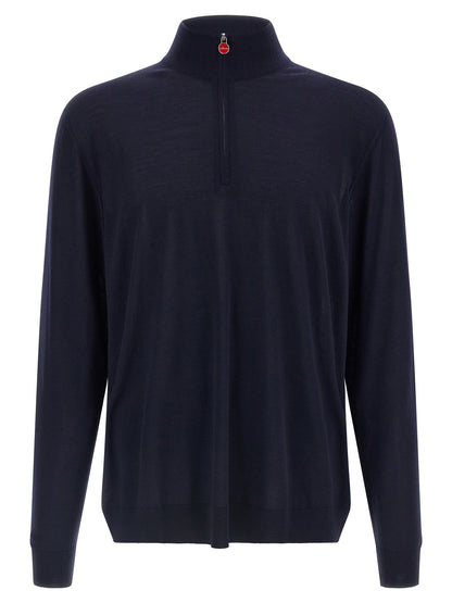 Kiton Blue Wool Cardigan
