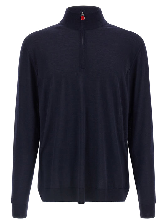 Cardigan by Kiton for men in wool navy features an crisp silhouette, showcasing a sophisticated and detail for a truly crisp finish.
