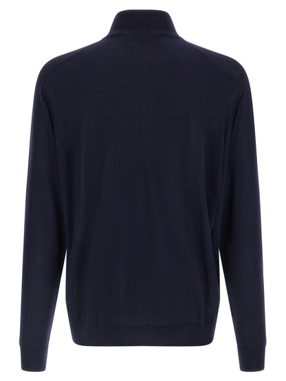 Kiton Blue Wool Cardigan