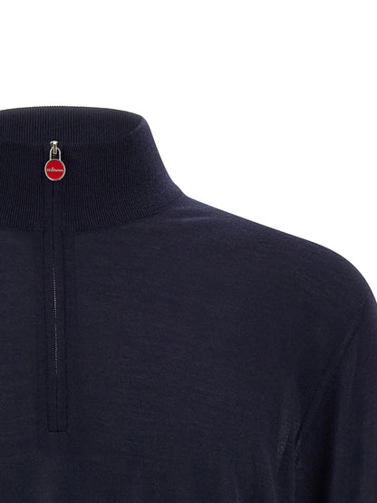 Kiton Blue Wool Cardigan