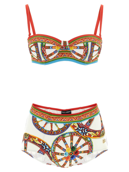 Bikini by Dolce & Gabbana for women in stretch polyamide gold, multicolor & print features a sultry chic silhouette, showcasing the sultry chic design of this Women's Stretch Polyamide Bikini with a sultry chic fit.