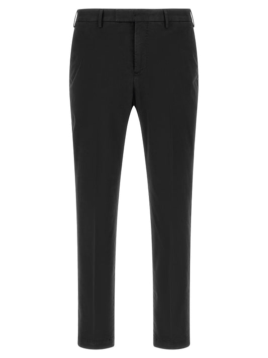Trousers by PT Torino for men in stretch cotton black & signature features a tailored silhouette with a tailored , defined by its long and a sophisticated .