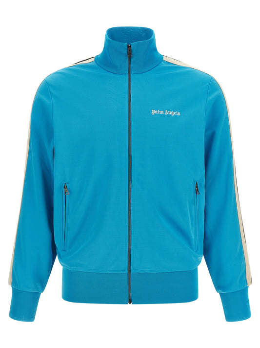 Sweatshirt by Palm Angels for men in polyester light-blue features an enviable silhouette, showcasing a premium and refined high-collar neckline for a truly enviable finish.
