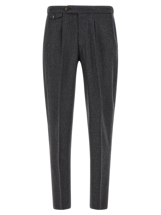 Trousers by PT Torino for men in cashmere virgin wool gray & signature presents a smart silhouette, meticulously detailed with a smart tapered-leg, a smart long, and a smart .