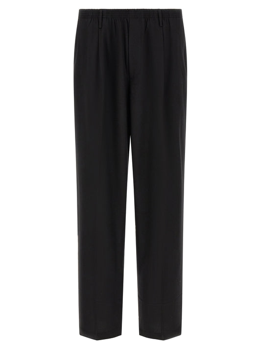 Trousers by CELLAR DOOR for men in virgin wool black features a artisanal silhouette, showcasing a sophisticated with a long and for a artisanal finish.