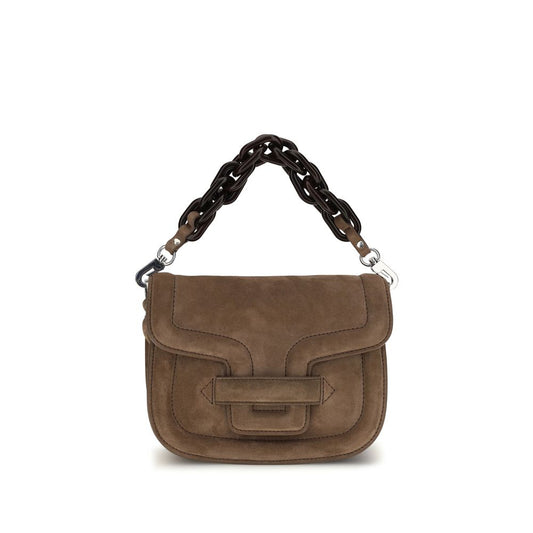 Shoulder Flap Bag by Pierre Hardy for women in goatskin leather brown presents a versatile silhouette, showcasing a secure flap and versatile single-compartment with versatile shoulder-strap & adjustable-strap for a sophisticated look.
