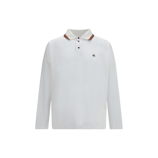 Polo Shirt by Vivienne Westwood for men in organic cotton white, signature & striped presents a distinguished silhouette, showcasing a sophisticated and distinguished for a truly distinguished finish.
