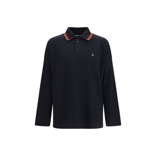 This Polo Shirt by Vivienne Westwood for men in organic cotton black, signature & striped presents a flawless silhouette, showcasing flawless detailing and a refined for a truly flawless aesthetic.