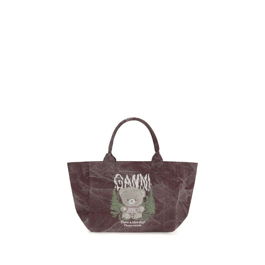 Medium Shoulder Bag by Ganni for women in cotton bordeaux & print features an effortlessly chic silhouette with a secure , ample , and versatile shoulder-strap & handle for effortlessly chic everyday luxury.