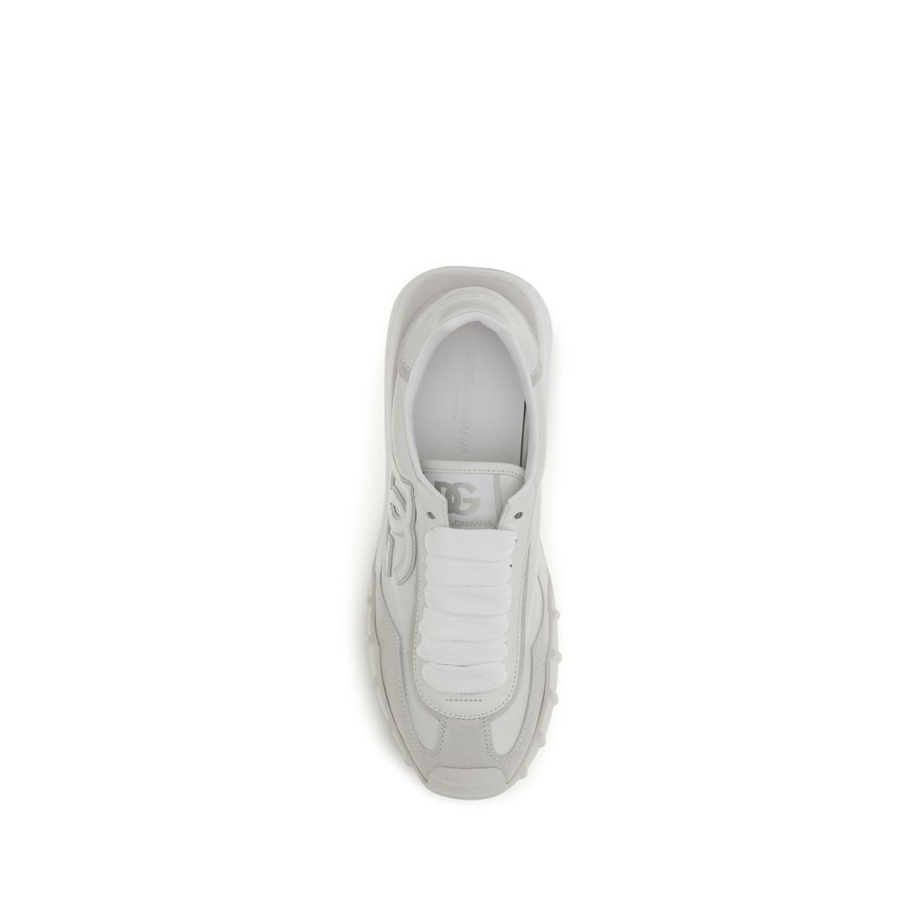 Athletic Sneakers by Dolce & Gabbana for men in tu & bos taurus calf leather white & signature presents a sleek silhouette, perfectly capturing the athletic style essence of Men's Athletic TU & Bos Taurus Calf Leather Sneakers with its sleek design and premium finish.